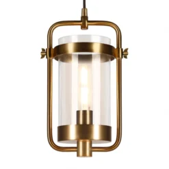 Orion 11" Wide Industrial Pendant With Glass Shade In Brass/Clear -office furniture sale 6fe02e6885a845b2b73e3c014710f2ac77