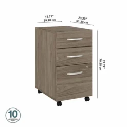 Bush Business Furniture Hybrid 3 Drawer Mobile File Cabinet In Modern Hickory - Assembled -office furniture sale 6fed28c384bed4f3e169e40cf764866f78