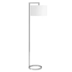 Grayson 64" Tall Floor Lamp With Fabric Shade In Polished Nickel/White