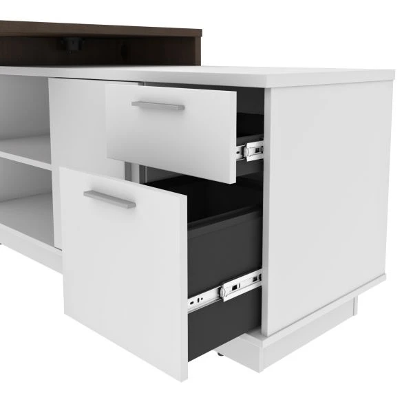 Bestar Equinox L-Shaped Desk - Antigua & White 2 Bestar Equinox L-Shaped Desk - Antigua & White - Image 2