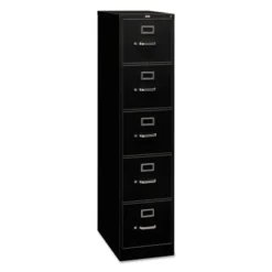 HON 310 Series 5-Drawer Vertical Metal File Cabinet, Letter, 60" Height, Full-Suspension, Black