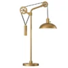 Neo 33.5" Tall Spoke Wheel Pulley System Table Lamp With Metal Shade In Brass/Brass