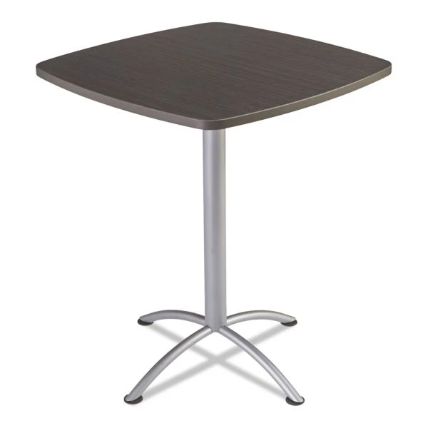 Iceberg ILand Table, Bistro-Height, Square Top, Contoured Edges, 36w X 36d X 42h, Gray Walnut/Silver 1 Iceberg ILand Table, Bistro-Height, Square Top, Contoured Edges, 36w X 36d X 42h, Gray Walnut/Silver