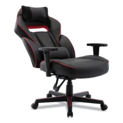 Alera Racing Style Ergonomic Gaming Chair, Supports 275 Lb, 15.91" To 19.8" Seat Height, Black/Red Trim Seat/Back, Black/Red Base -office furniture sale 70dddb9fb4954e08cc5ca7c2952ab829d5