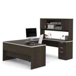 Bestar Ridgeley U-shaped Desk In Dark Chocolate