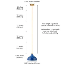 Mackenzie 10.75" Wide Pendant With Metal Shade In Blue/Brass/Blue -office furniture sale 7181e8f23c85f48d0c81ee8176dba427b4