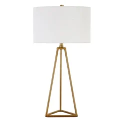 Gio 26.13" Tall Table Lamp With Fabric Shade In Brass/White