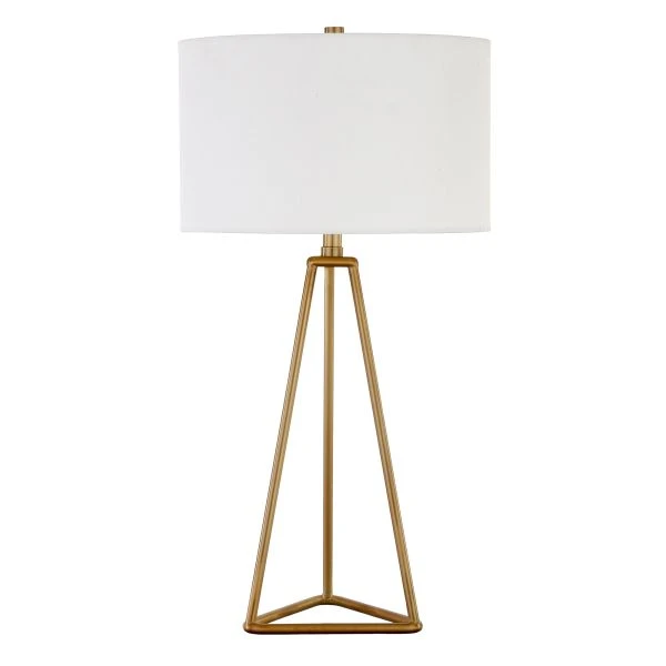 Gio 26.13" Tall Table Lamp With Fabric Shade In Brass/White 1 Gio 26.13" Tall Table Lamp With Fabric Shade In Brass/White