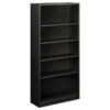 HON Metal Bookcase, Five-Shelf, 34.5w X 12.63d X 71h, Charcoal