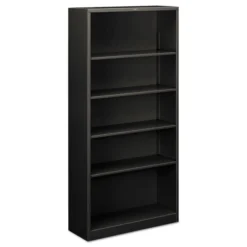 HON Metal Bookcase, Five-Shelf, 34.5w X 12.63d X 71h, Charcoal