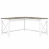 Bush Furniture Key West 60W L Shaped Desk In Pure White And Shiplap Gray