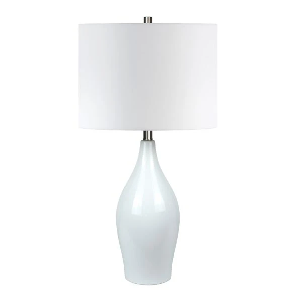 Bella 28.25" Tall Porcelain Table Lamp With Fabric Shade In White/White 1 Bella 28.25" Tall Porcelain Table Lamp With Fabric Shade In White/White
