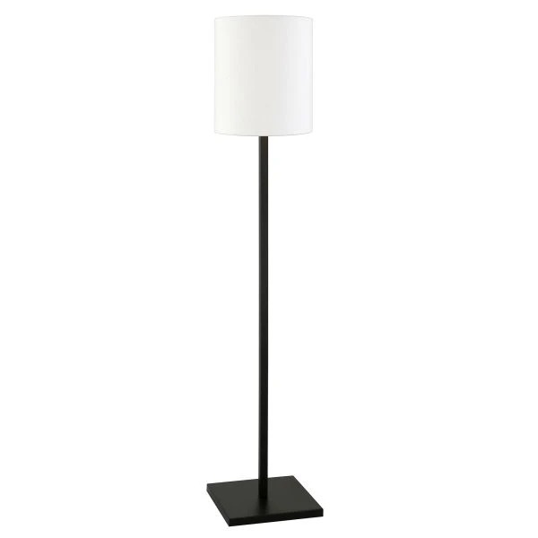 Braun Square Base Floor Lamp With Fabric Shade In Blackened Bronze/White 1 Braun Square Base Floor Lamp With Fabric Shade In Blackened Bronze/White