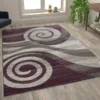 Cirrus Collection 8' X 10' Purple Swirl Patterned Olefin Area Rug With Jute Backing For Entryway, Living Room, Bedroom