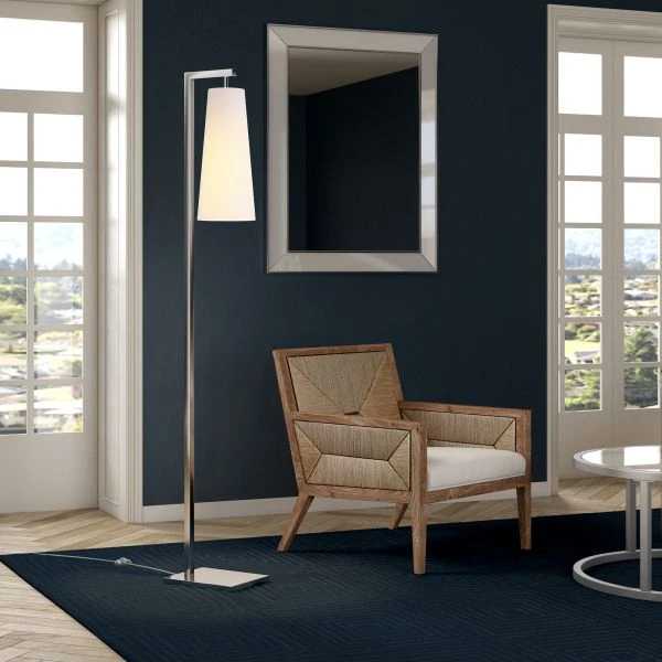 Moser 71" Tall Floor Lamp With Fabric Shade In Brushed Nickel/White 7 Moser 71" Tall Floor Lamp With Fabric Shade In Brushed Nickel/White - Image 7