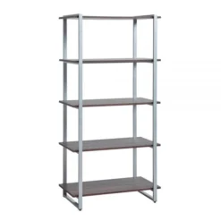 Trezza 60"H 4-Shelf Bookcase, Warm Walnut