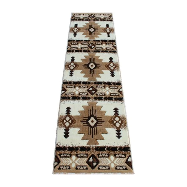 Mohave Collection 2' X 7' Ivory Traditional Southwestern Style Area Rug - Olefin Fibers With Jute Backing 2 Mohave Collection 2' X 7' Ivory Traditional Southwestern Style Area Rug - Olefin Fibers With Jute Backing - Image 2