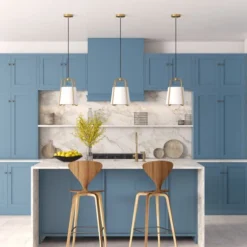 Marduk 11" Wide Pendant With Fabric Shade In Brass/White -office furniture sale 730835c2267417ec369bfdaa5e7abbaa2f