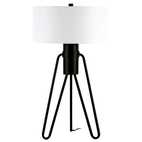 Floyd 25" Tall 2-Light Table Lamp With Fabric Shade In Blackened Bronze/White 6 Floyd 25" Tall 2-Light Table Lamp With Fabric Shade In Blackened Bronze/White - Image 6
