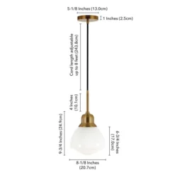 Brooks 8.12" Wide Pendant With Glass Shade In Brass/White Milk 11 Brooks 8.12" Wide Pendant With Glass Shade In Brass/White Milk -office furniture sale 731e53fff16aac0548ef6298c7acf6f637