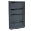 HON Metal Bookcase, Four-Shelf, 34.5w X 12.63d X 59h, Charcoal