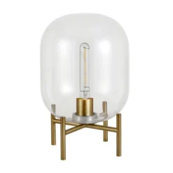 Edison 15.38" Tall Table Lamp With Glass Shade In Brass/Clear