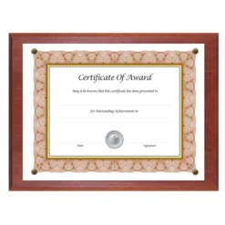 NuDell Award-A-Plaque Document Holder, Acrylic/Plastic, 10.5 X 13, Mahogany