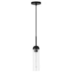 Kagan 3.5" Wide Pendant With Glass Shade In Blackened Steel/Clear