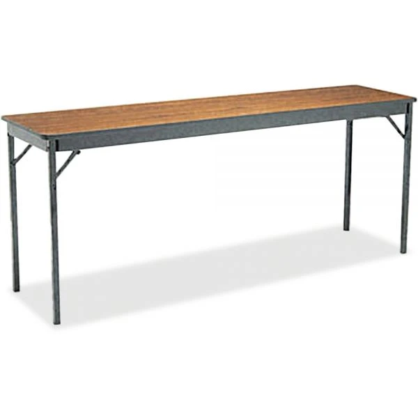 Barricks Special Size Folding Table, Rectangular, 72w X 18d X 30h, Walnut/Black 2 Barricks Special Size Folding Table, Rectangular, 72w X 18d X 30h, Walnut/Black - Image 2