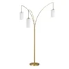 Aspen 3-Light Torchiere Floor Lamp With Fabric Shade In Brass/White