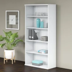 Bush Business Furniture Studio C 5 Shelf Bookcase In White -office furniture sale 747c325841cc3d3b340d90dfe959e9351b