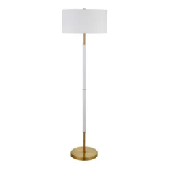 Simone 2-Light Floor Lamp With Fabric Shade In Matte White/Brass /White