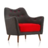 Poet Accent Chair In Charcoal And Red
