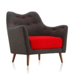 Poet Accent Chair In Charcoal And Red