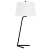 Markos 28.5" Tall Tilted Table Lamp With Fabric Shade In Blackened Bronze/White