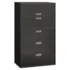 HON 600 Series Five-Drawer Lateral File, Letter/Legal/A4, 42w X 18d, Charcoal