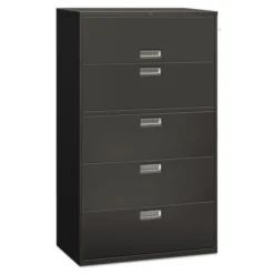 HON 600 Series Five-Drawer Lateral File, Letter/Legal/A4, 42w X 18d, Charcoal