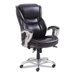 SertaPedic Emerson Executive Task Chair, Supports Up To 300 Lb, 19" To 22" Seat Height, Brown Seat/Back, Silver Base