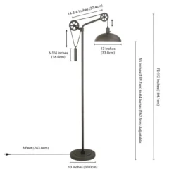 Neo Spoke Wheel Pulley System Floor Lamp With Metal Shade In Aged Steel/Aged Steel -office furniture sale 755e91b414602d3c1339961081cbc55f1a