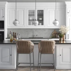 Cieonna 9.38" Wide Pendant With Glass Shade In Brushed Nickel/White Milk -office furniture sale 75ba6f42d5f25a14240a6b698d958c3895