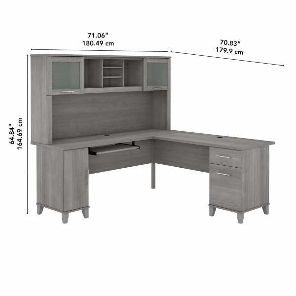 Bush Furniture Somerset 72W L Shaped Desk With Hutch In Platinum Gray 6 Bush Furniture Somerset 72W L Shaped Desk With Hutch In Platinum Gray - Image 6