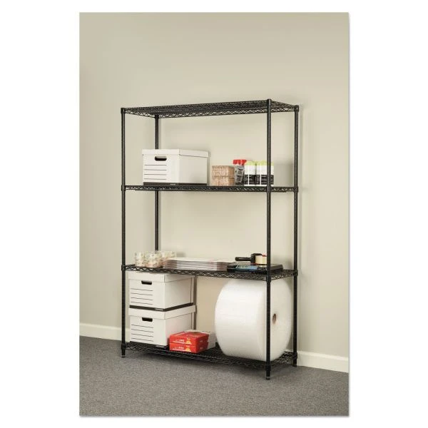 Alera NSF Certified Industrial Four-Shelf Wire Shelving Kit, 48w X 18d X 72h, Black 8 Alera NSF Certified Industrial Four-Shelf Wire Shelving Kit, 48w X 18d X 72h, Black - Image 8