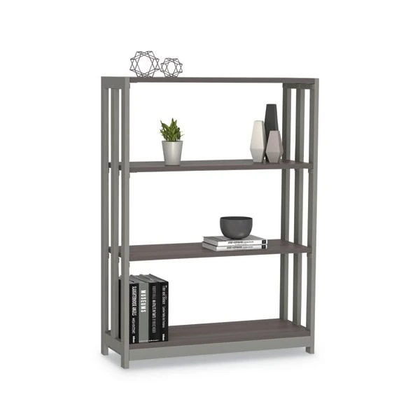 Linea Italia Trento Line Bookcase, Three-Shelf, 31.5w X 11.63d X 43.25h, Mocha 4 Linea Italia Trento Line Bookcase, Three-Shelf, 31.5w X 11.63d X 43.25h, Mocha - Image 4