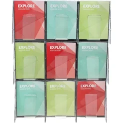 Deflecto Stand-Tall 9-Bin Wall-Mount Literature Rack, Mag, 27.5w X 3.38d X 35.63h, Clear/Black -office furniture sale 772d214e6868d61a97db2973d5bf5c95f4