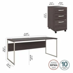 Bush Business Furniture Hybrid 72W X 30D Computer Table Desk With 3 Drawer Mobile File Cabinet In Storm Gray -office furniture sale 7731a57583f63579b9e34981221a4e1c16