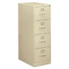 HON 310 Series 4-Drawer Vertical Metal File Cabinet, Legal, 52" Height, Full-Suspension, Putty