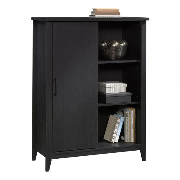 Sauder Summit Station 52"H Bookcase With Sliding Door, Raven Oak 1 Sauder Summit Station 52"H Bookcase With Sliding Door, Raven Oak