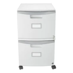 Storex Two-Drawer Mobile Filing Cabinet, 2 Legal/Letter-Size File Drawers, Gray, 14.75" X 18.25" X 26"