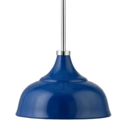 Mackenzie 10.75" Wide Pendant With Metal Shade In Blue/Polished Nickel/Blue -office furniture sale 7822fc5e22e9c991579d85d1b20c0d7785