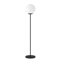Theia Globe & Stem Floor Lamp With Plastic Shade In Blackened Bronze/White